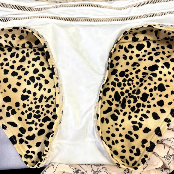 Victoria's Secret Leopard Print Mesh Inset High Waist Bikini Bottom Size Large - Picture 10 of 11
